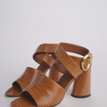 Sandalo ALLEGRA 90 MULE tacco largo F819CRC CAMEL studio AMELIA 