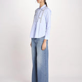 camicia con plastron ricamato SAVOY BLUE jupe by jackie 