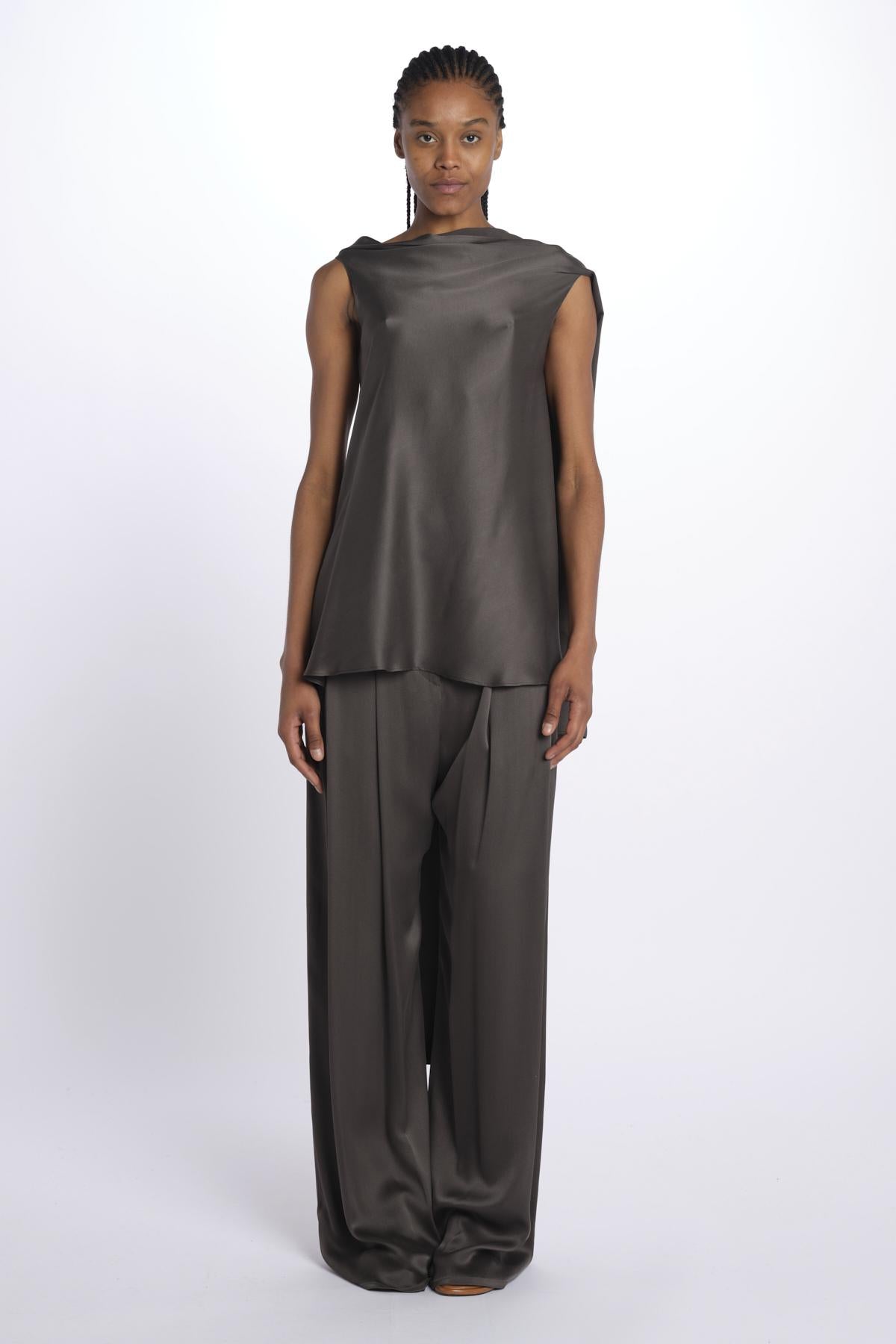 2857 top asimmetrico in crepe satin 2857 STONE MEDIUM dusan 
