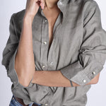 camicia uomo lino con automatici SABRILI MILITARE milaura 