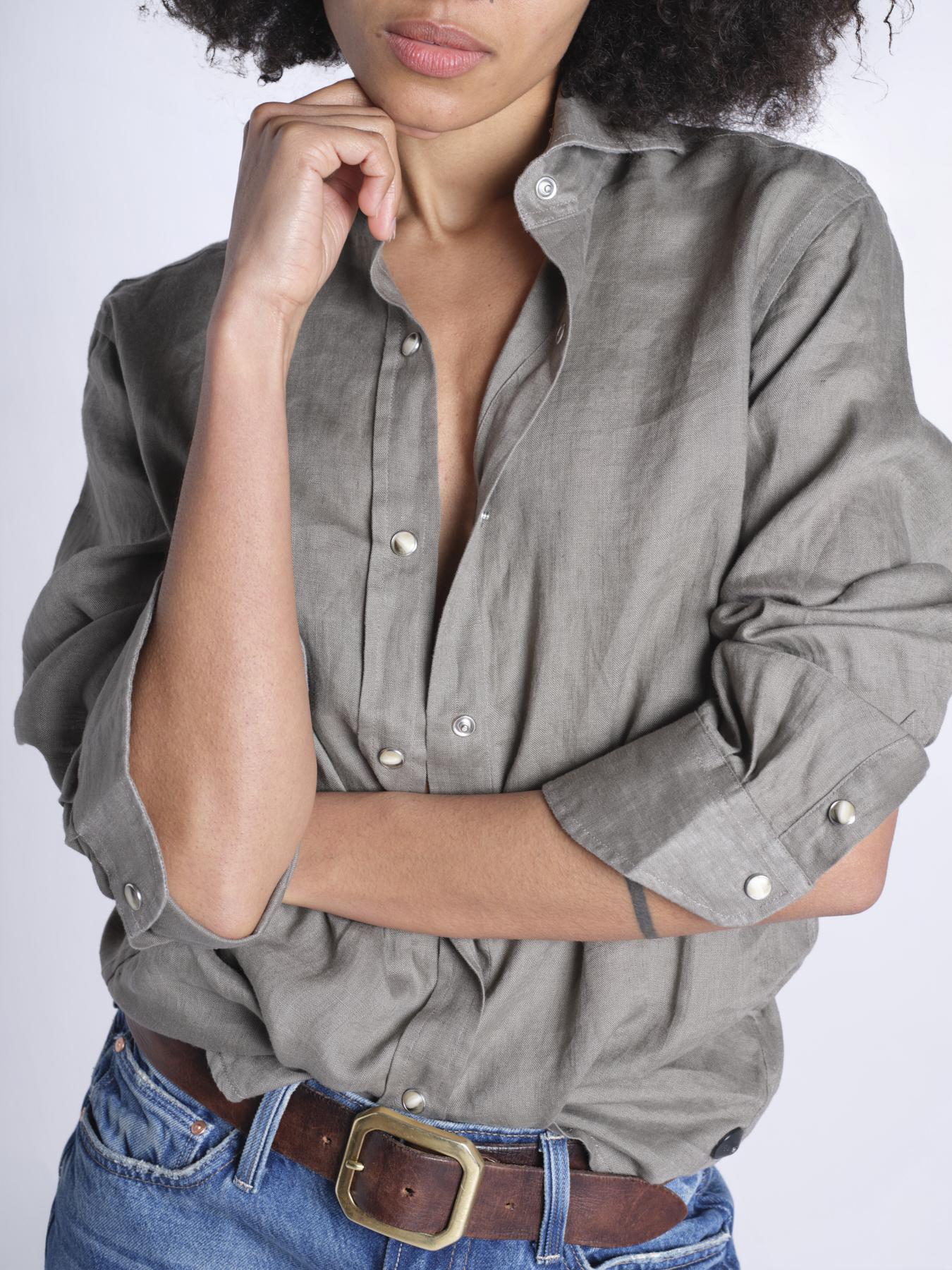 camicia uomo lino con automatici SABRILI MILITARE milaura 