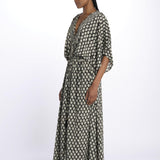 ANTOINETTE abito impero con stampa foglie ANTOINETTE INDIAN BLACK laraethnics 