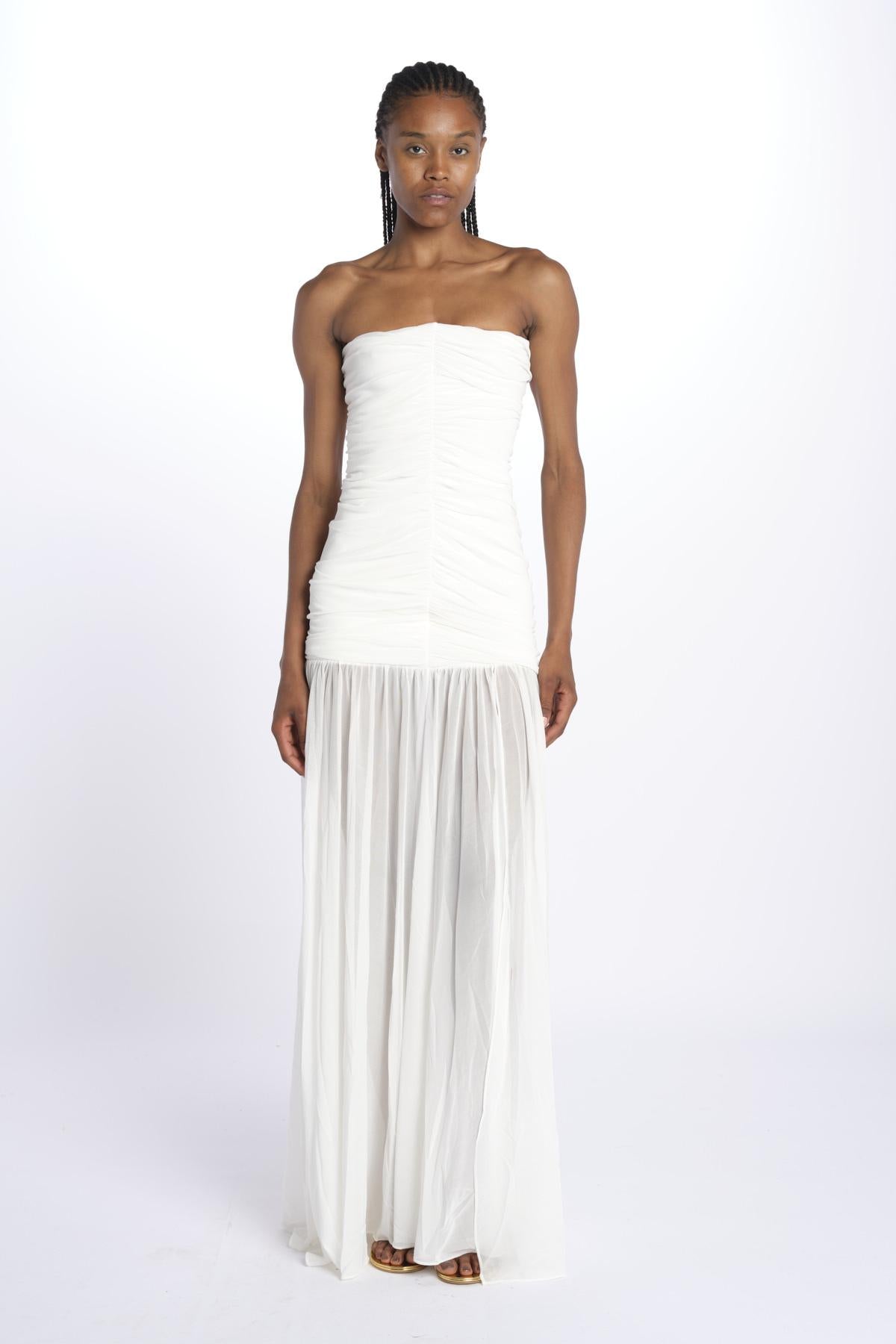 ADELE abito in tulle plisse SS24 9129 WHITE retrofete 