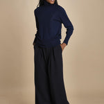 pantalone con pinces in lana NINA PLEAT CA1398 NAVY berwich 