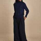 pantalone con pinces in lana NINA PLEAT CA1398 NAVY berwich 