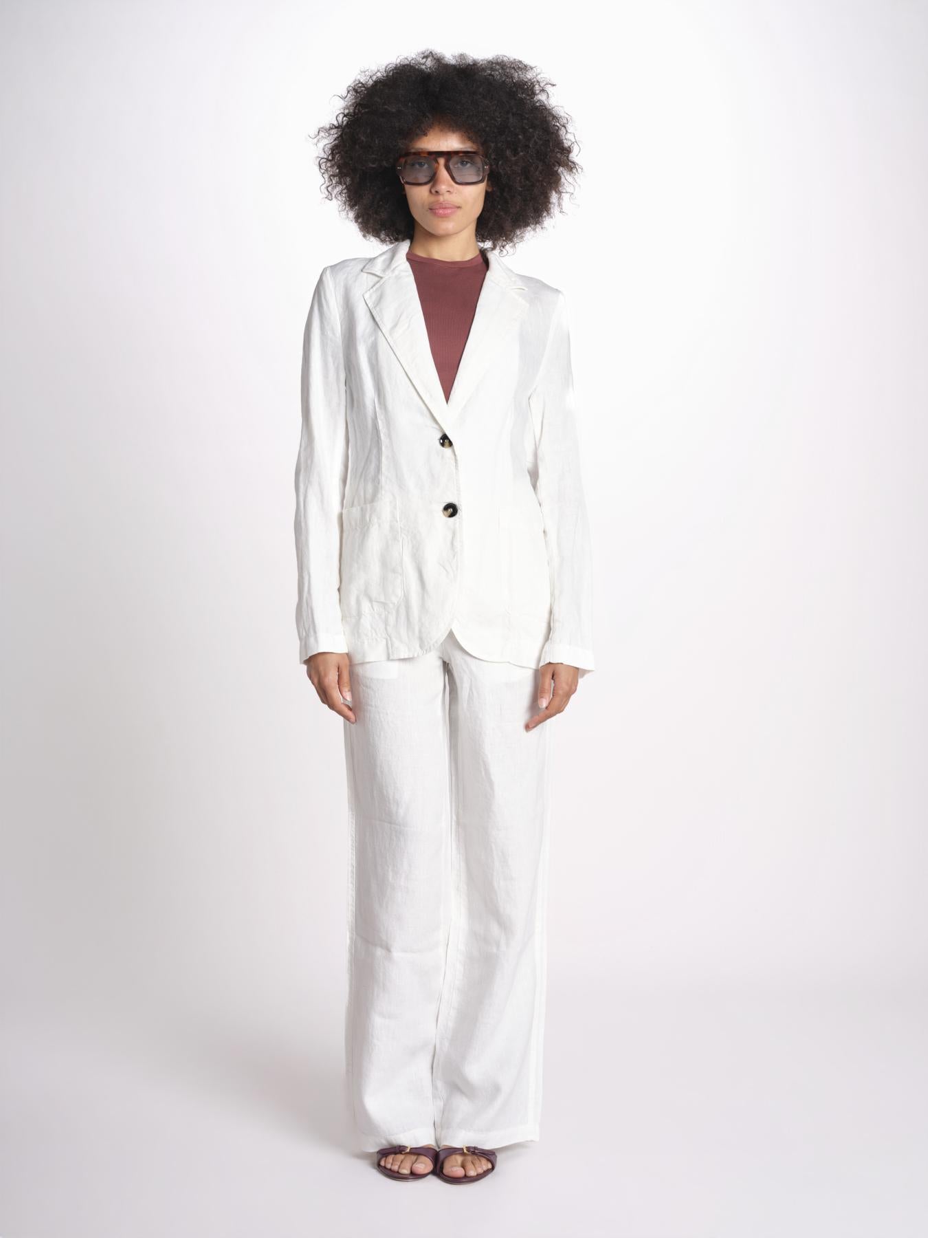 blazer due bottoni in lino LIVI STRUCURELINEN IVORY true avenue 