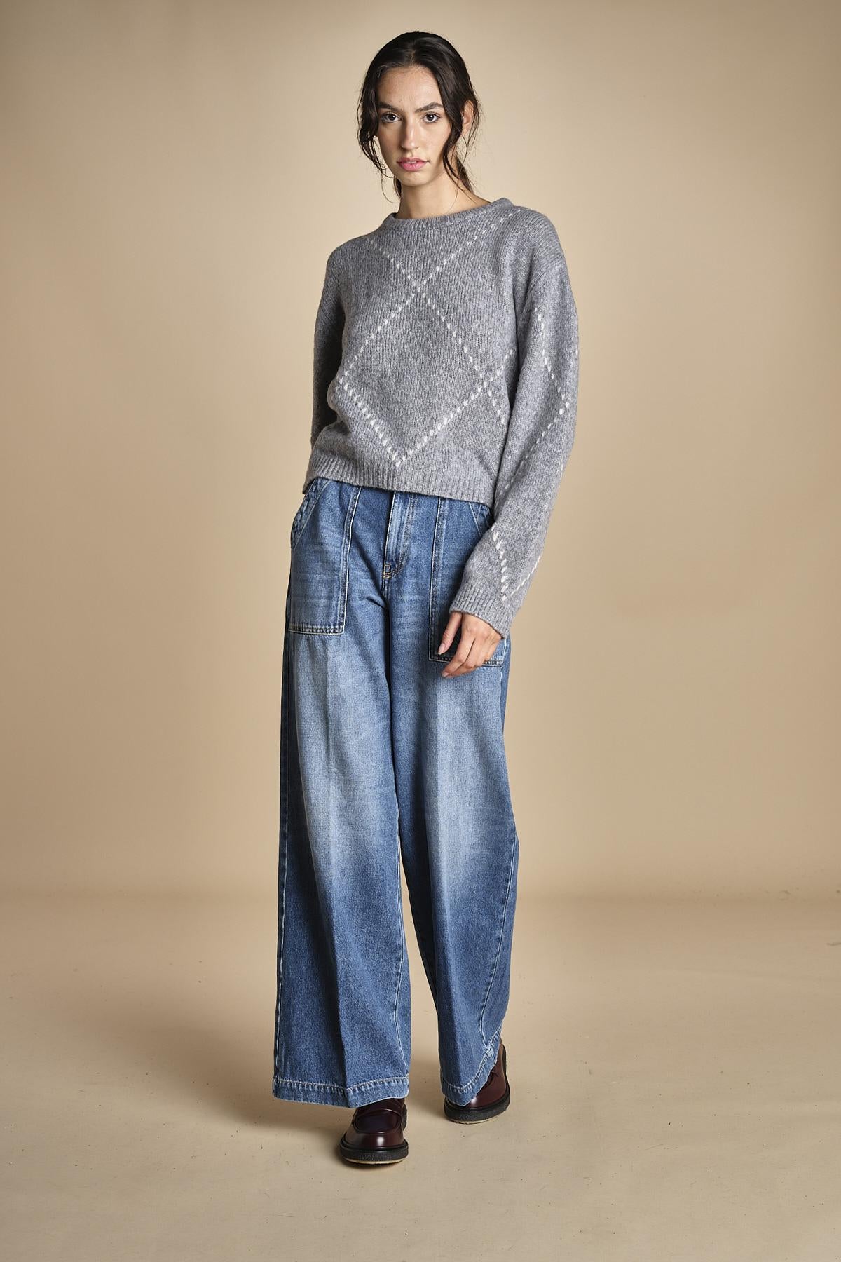 maglia girocollo con rombi CORNELIA GRIGIO tenne' 