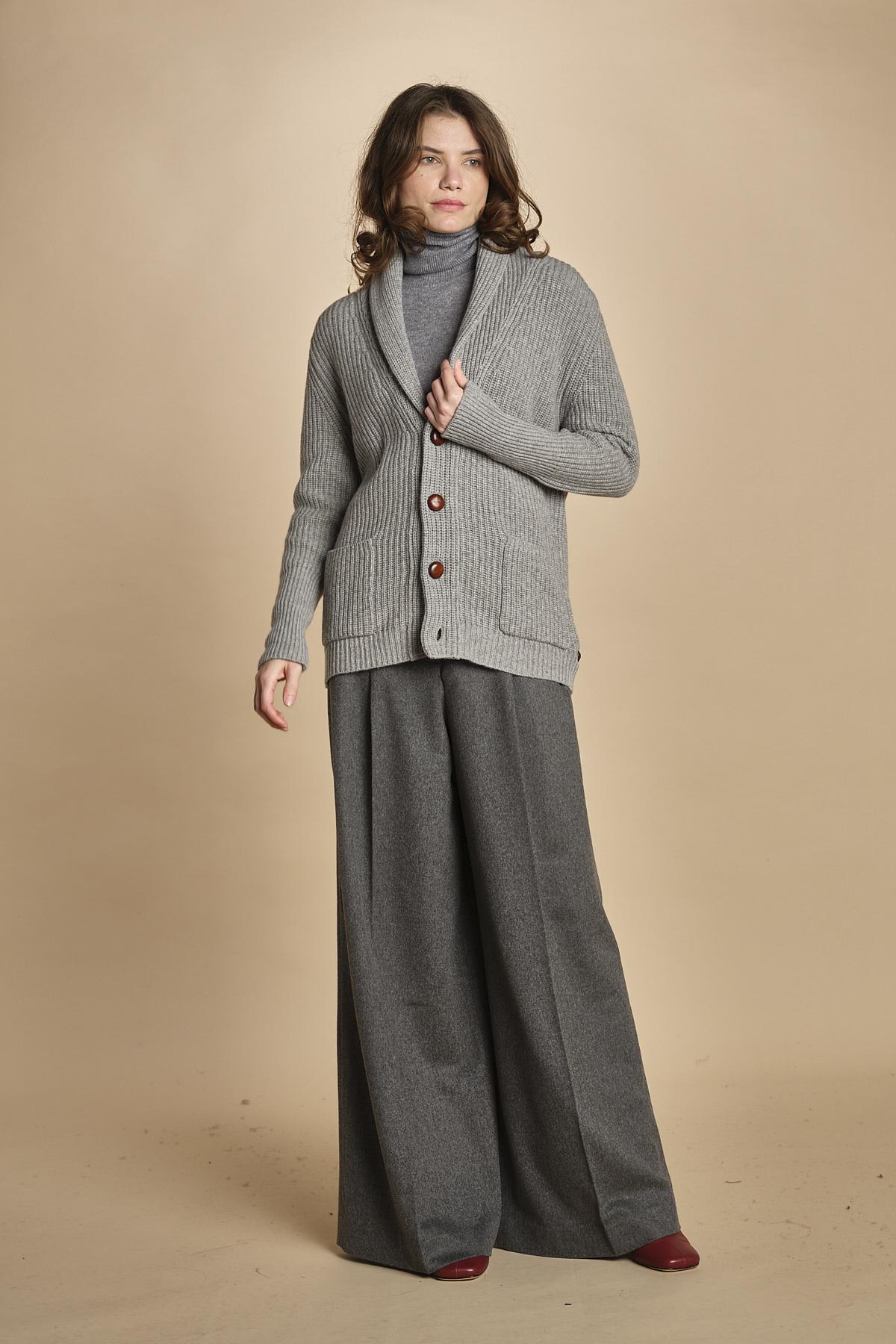 cardigan collo a scialle D251016S 3554 GRIGIO CHIARO milaura 