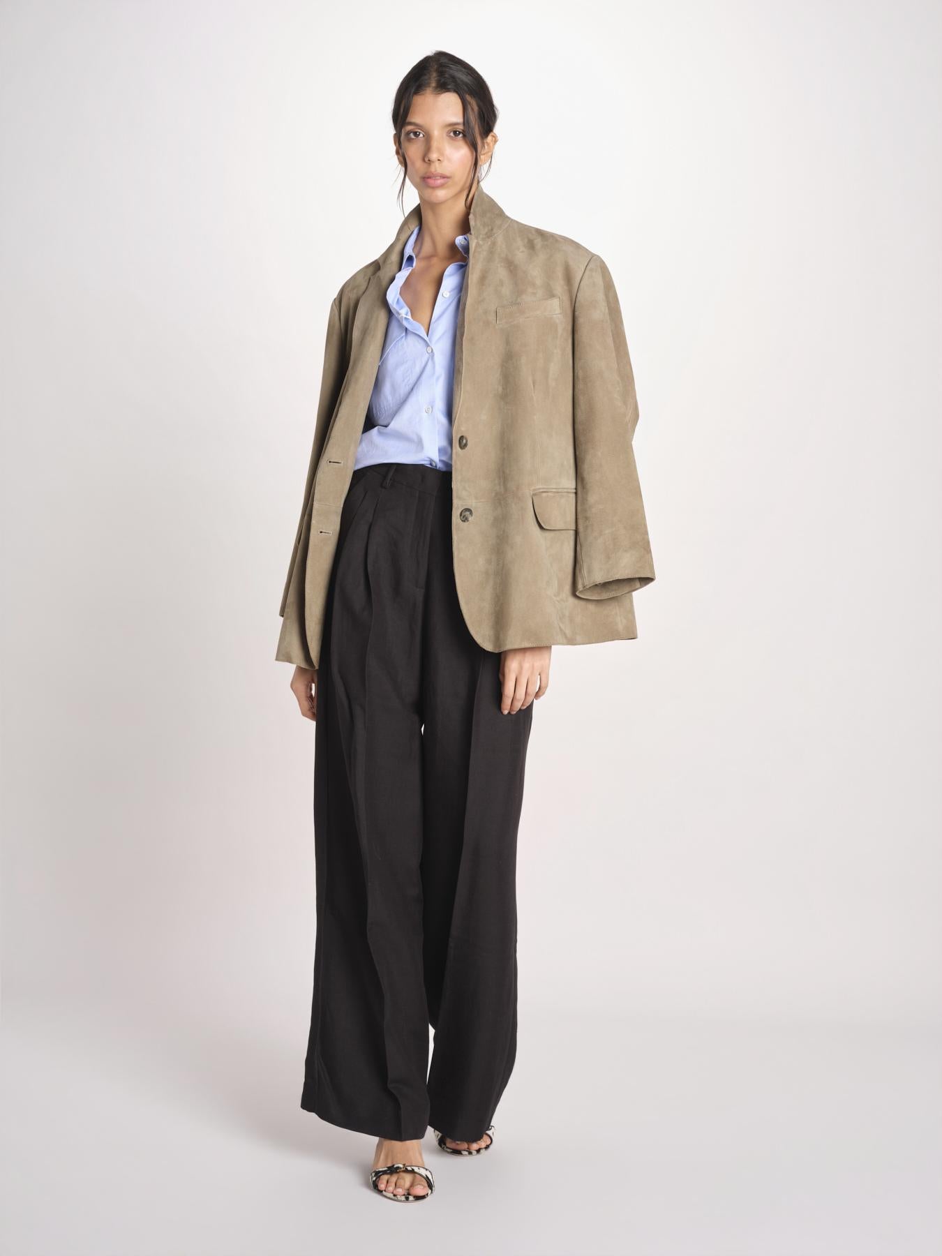 pantalone con due pinces in lino VELIERO 2615131092600 003 NERO weekend maxmara 