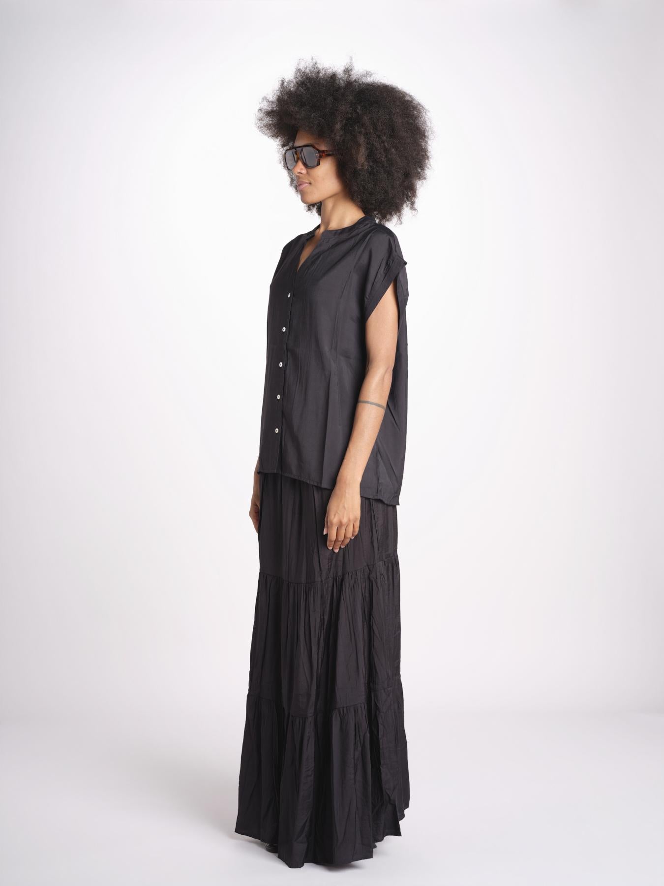camicia con bottoni CLARENCELK NOIR laraethnics 