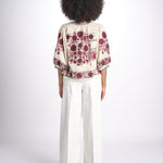 giacca con fiori ricamati GRETA JKT 747215 ECRU DK RED mabe 