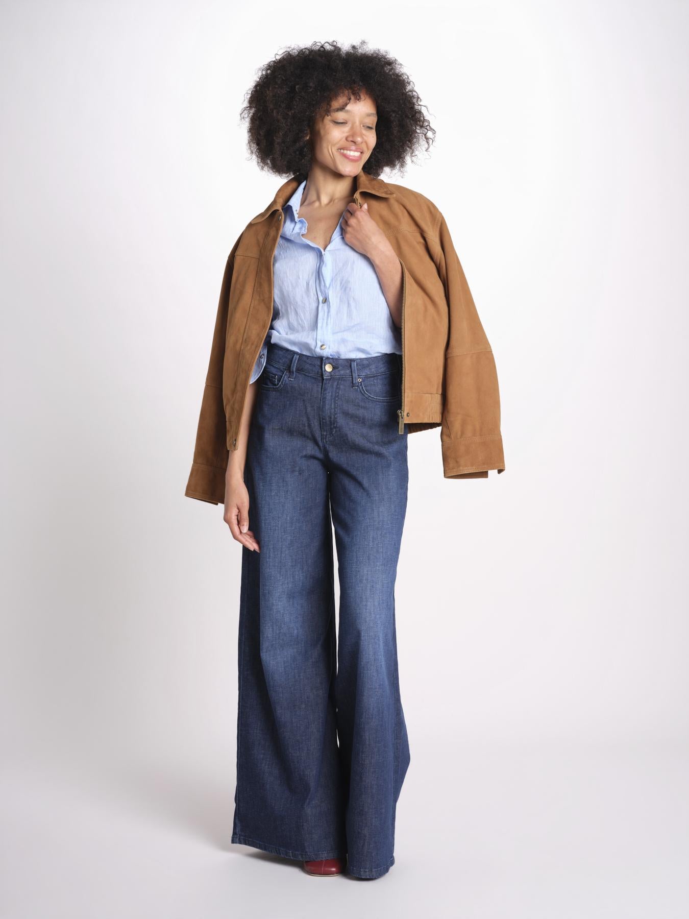 pantalone 4 tasche in misto lino SERENA XJB04 904 DENIM ps don't forget me 