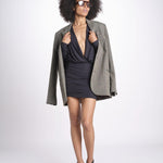 mini abito con maniche lunghe e spalle scoperte OLIVIA DEEP BLACK amazuìn 