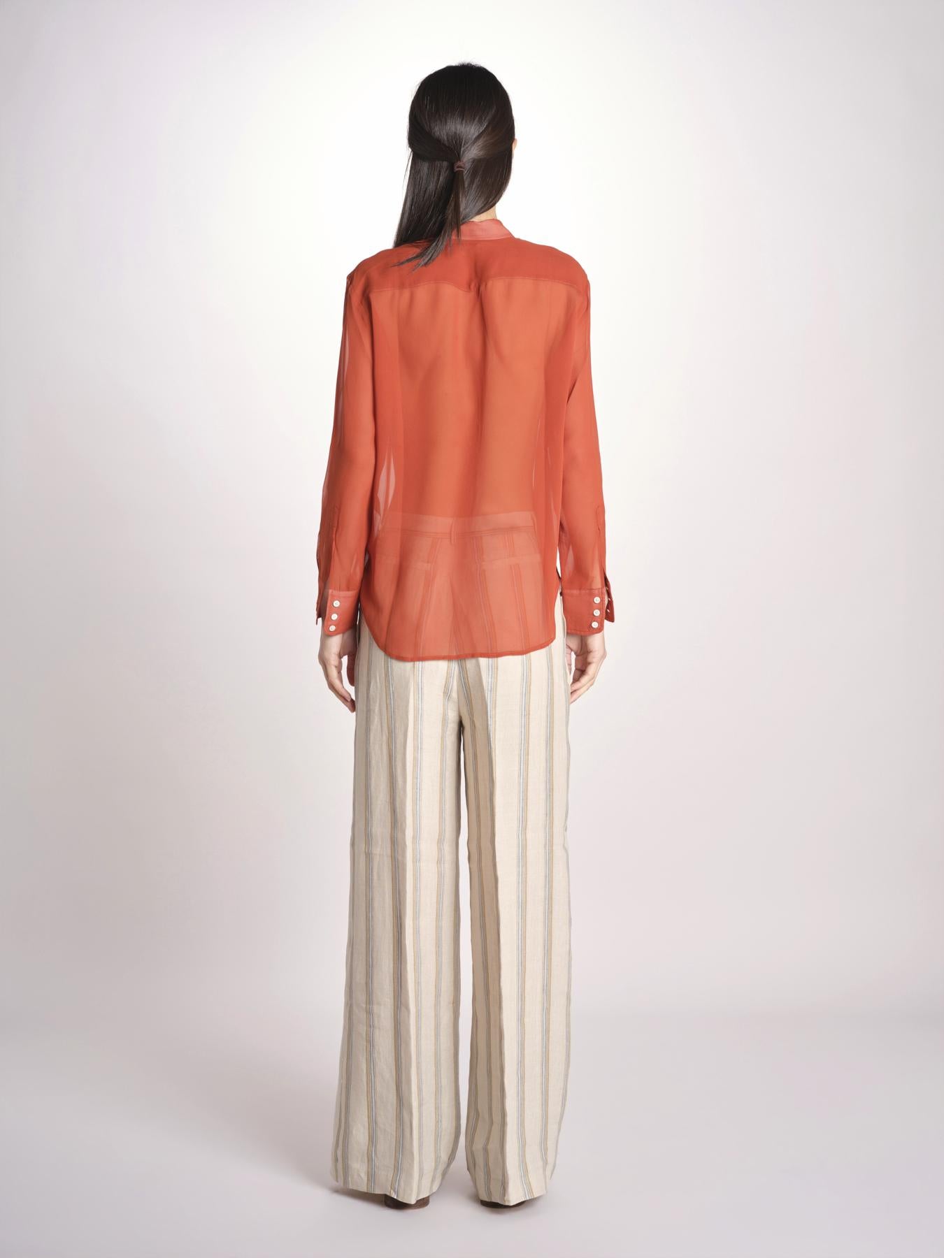 camicia uomo in seta P29D0SELMA ORANGE massimo alba 