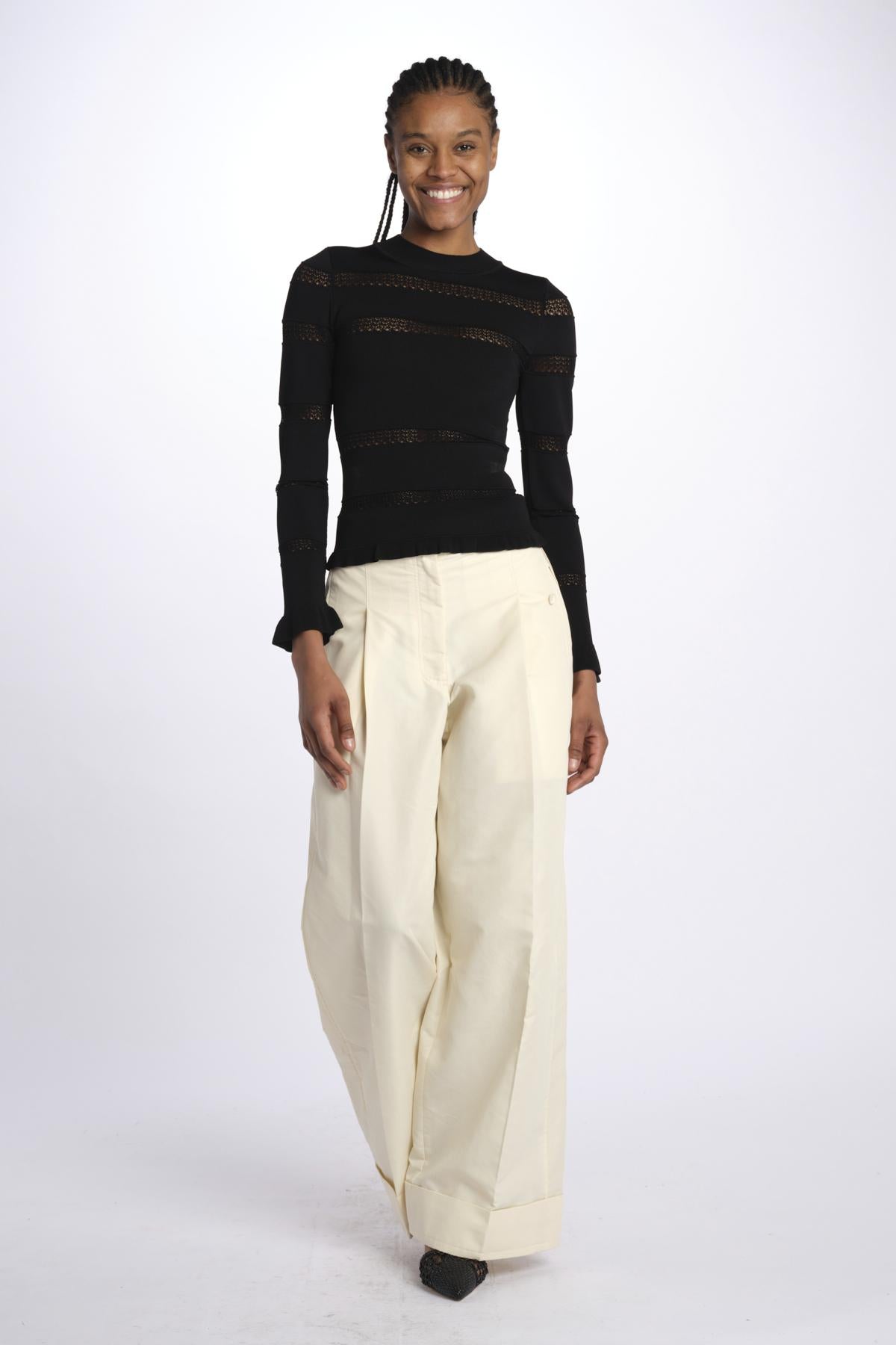 Maglia DEVON m/l inserto pizzo 020 BLACK sea ny 
