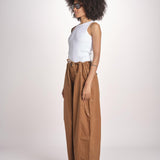 pantalone in lino cerato TELLA WAXTOUCH BROWN true avenue 
