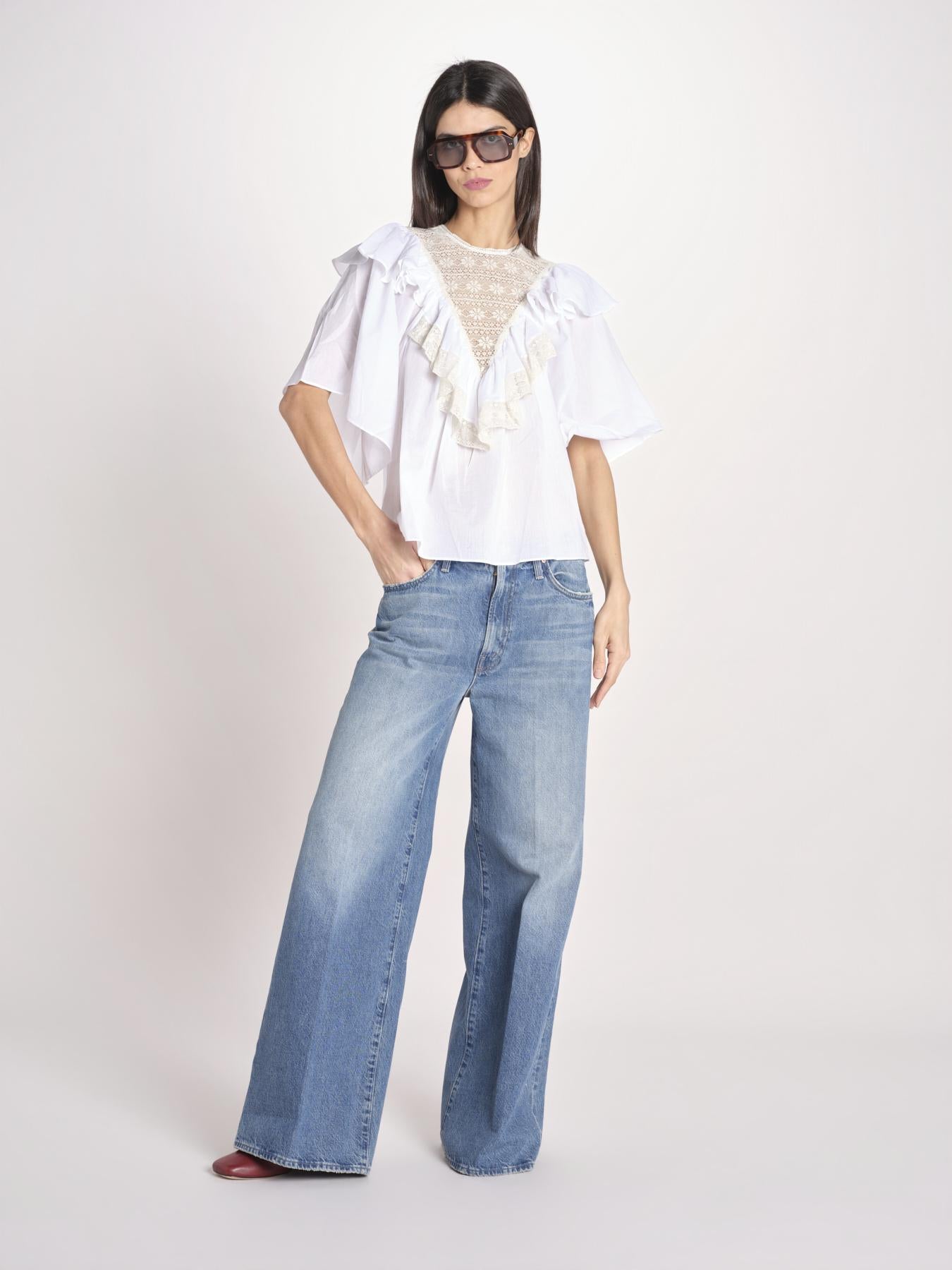 camicia con pizzo in volant DOLLY TEE DOLLY1TEE WHITE antik batik 