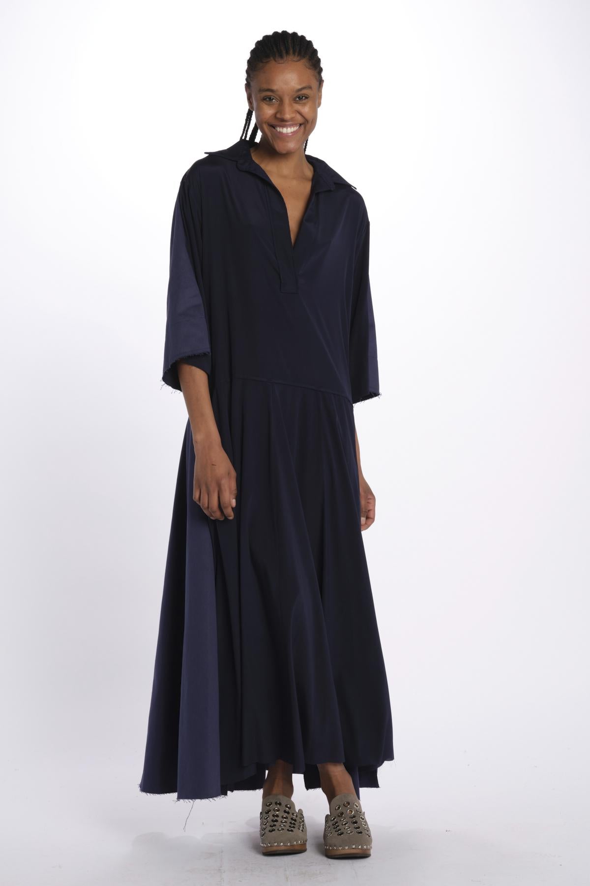 Abito lungo scollo V NEW CHRISTY DRESS BLUECOTTON jejia 
