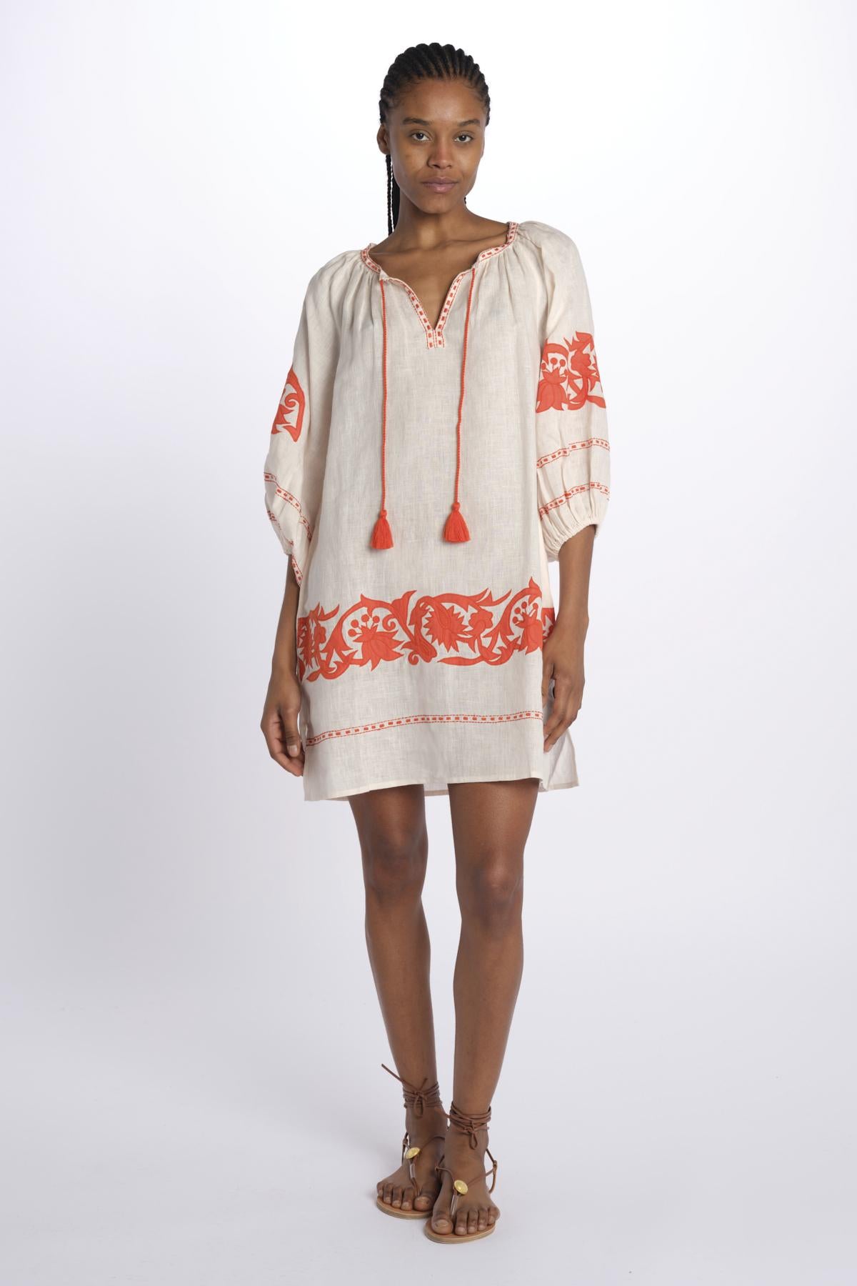 APPLIQU PAISLEY tunica fiori applicati by milaura. BE24877 PALE PINK ORANGE benaras soleil 