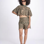 short con fiori intarsiati ZOE M4370 PESTO lace the label 