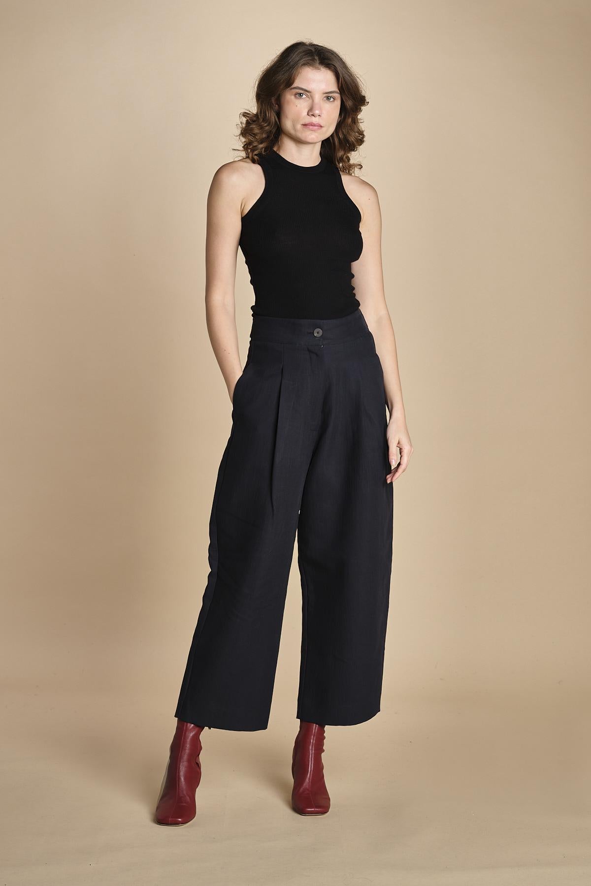 pantalone in cotone double FELLINI SNW DARKEST NAVY studio nicholson 