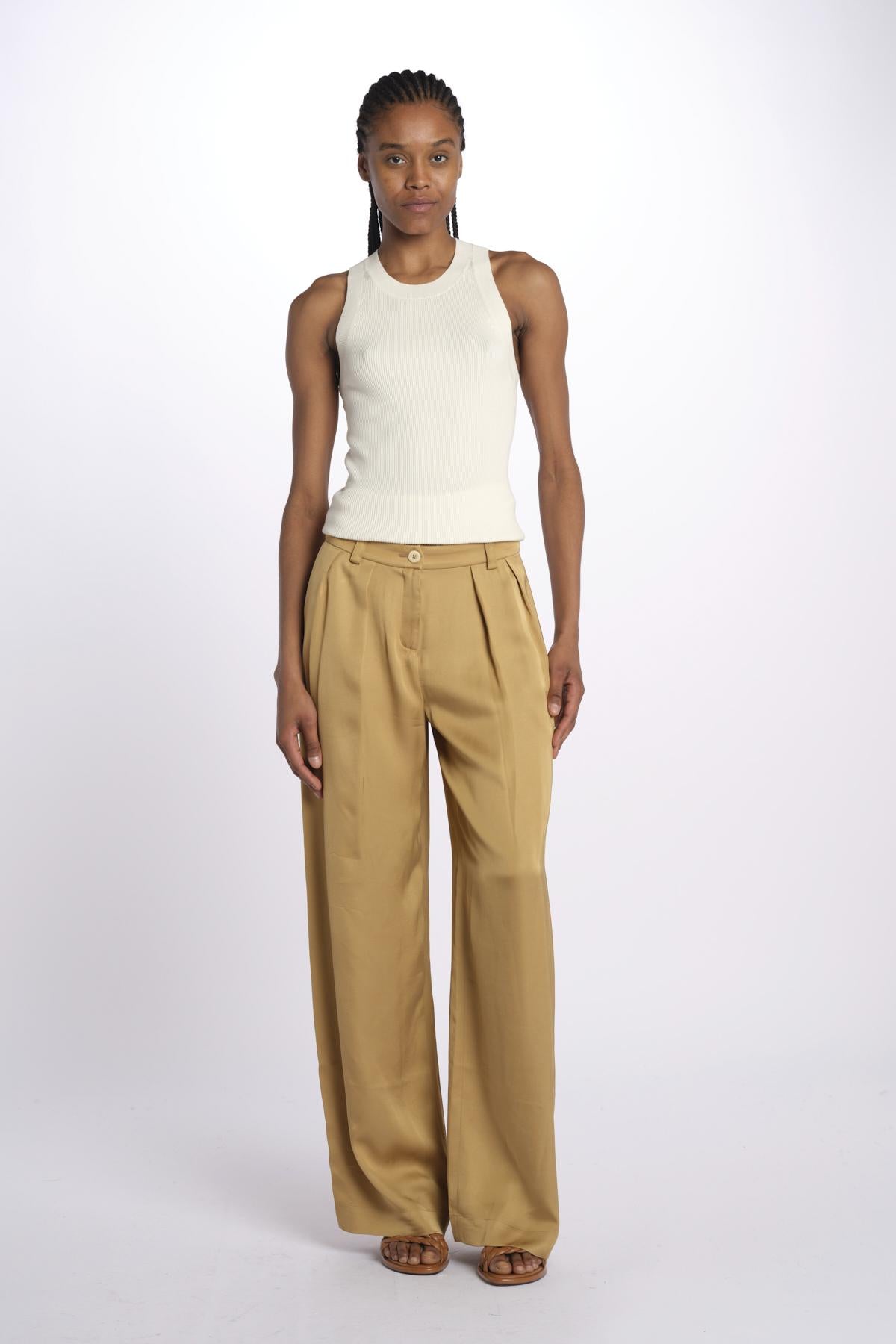 Pantaloni LUCIANO con pences 14P002VE102 CAMEL ines de la fressange 