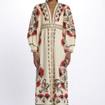Abito lungo CASHEW MANDALA  stampa fiori 328978 CREAM farm rio 