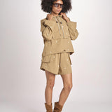 parka con fiorellini ricamati CROPPED TRAILHEAD OWJ01B575 KAKI the GREAT 