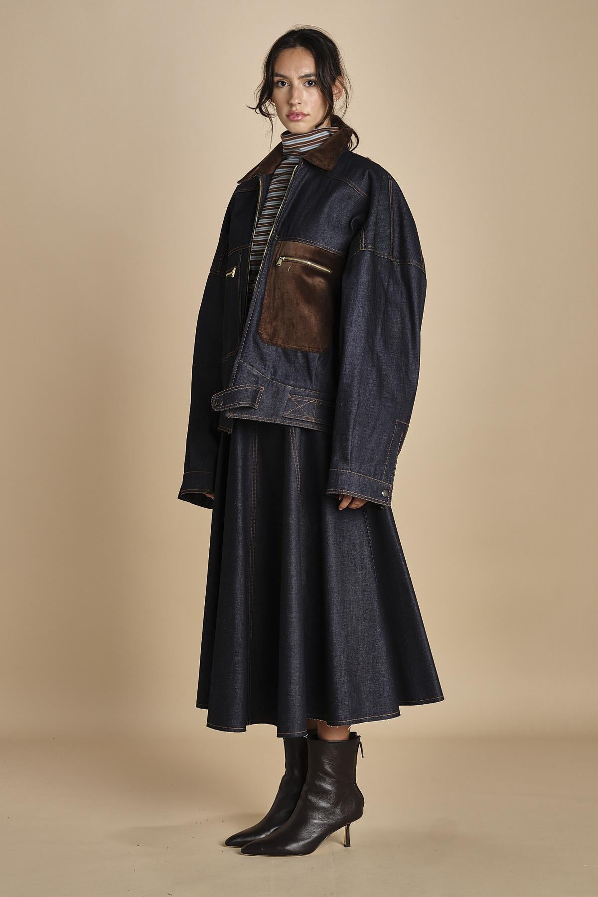 CARLO BOMBER giubbotto in denim MJD507_mr0710 BLUE JEANS WBK jejia 