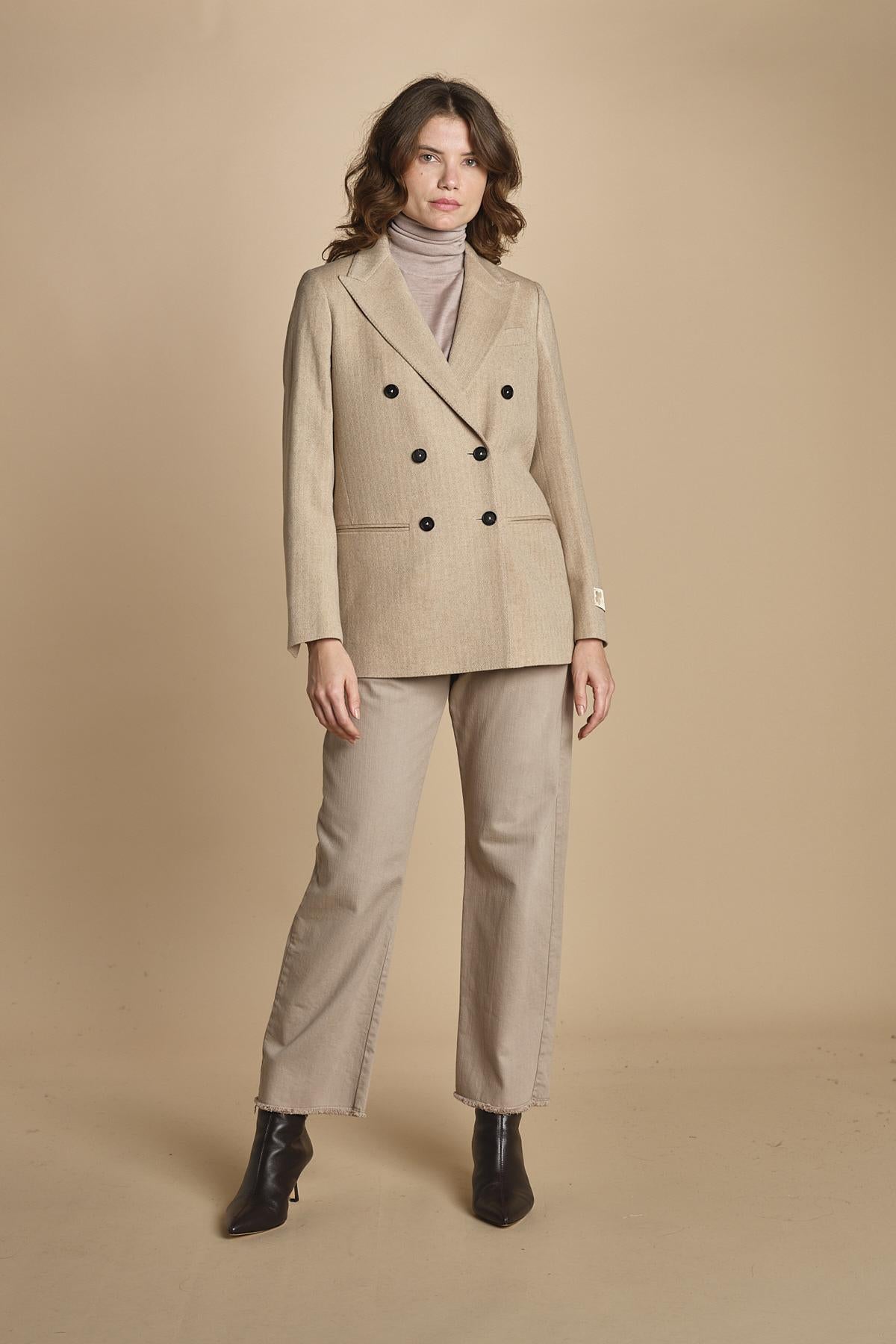 blazer doppiopetto spinato. BEATRIZ NATURALE massimo alba 