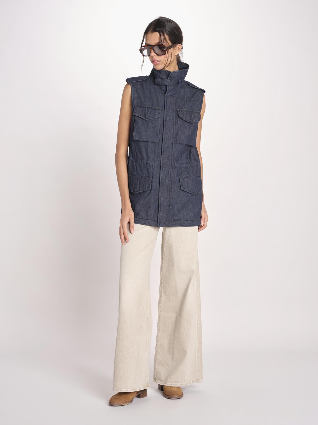 gilet sahariana in denim 1306 01998 DENIM SCURO aspesi 