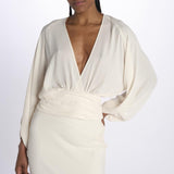 Camicia NOELLE scollata manica sbuffo T148 018 BONE just bee queen 