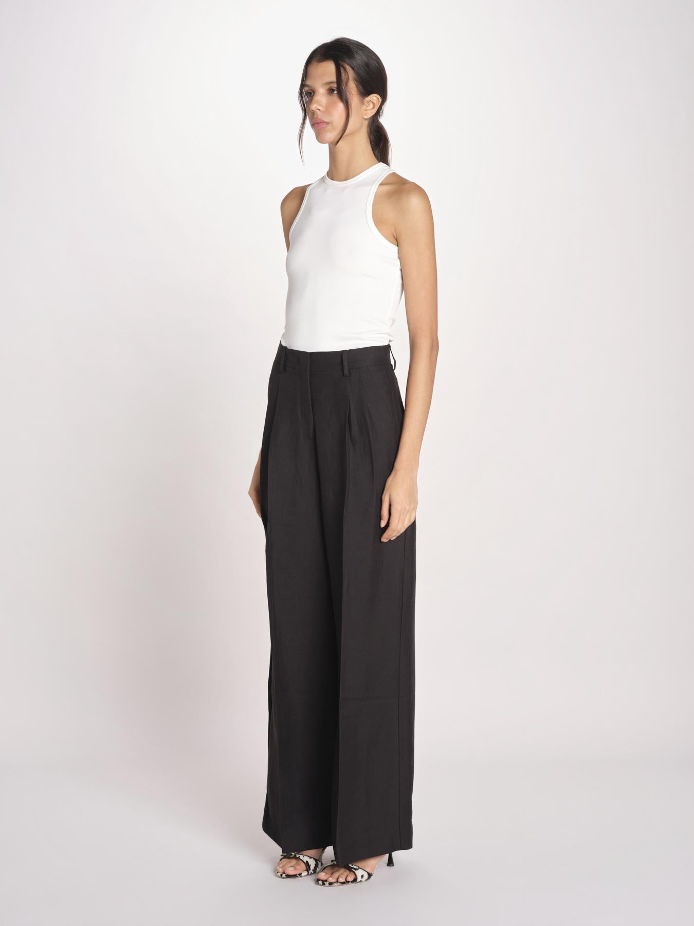 pantalone con due pinces in lino VELIERO 2615131092600 003 NERO weekend maxmara 