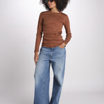 t-shirt manica lunga a costine KOLLINA IO1100X2338 TOBACCO BR208 ivy oak 