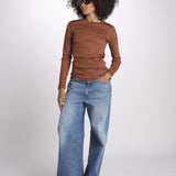 t-shirt manica lunga a costine KOLLINA IO1100X2338 TOBACCO BR208 ivy oak 