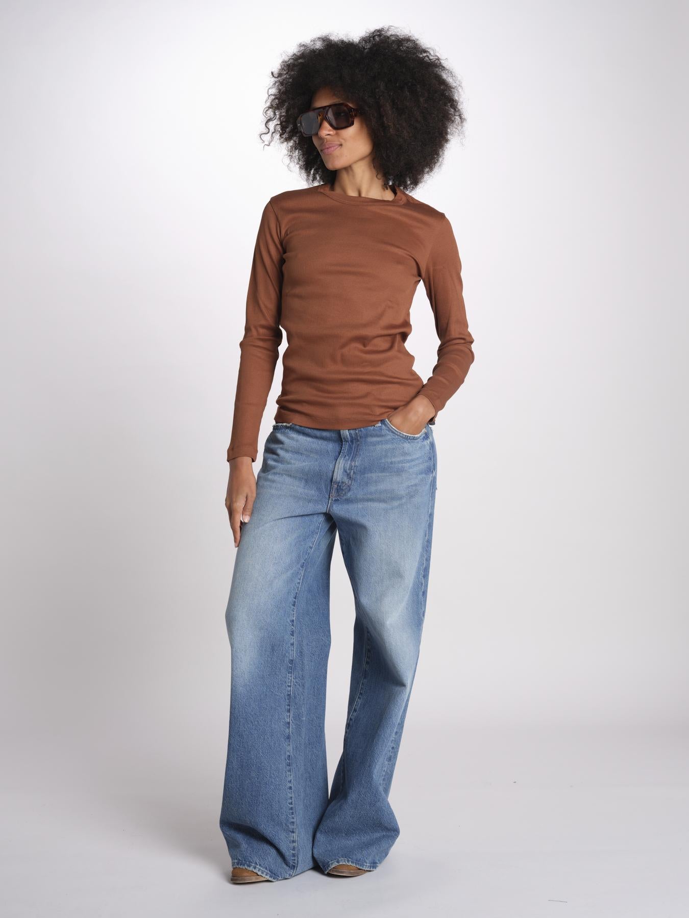 t-shirt manica lunga a costine KOLLINA IO1100X2338 TOBACCO BR208 ivy oak 