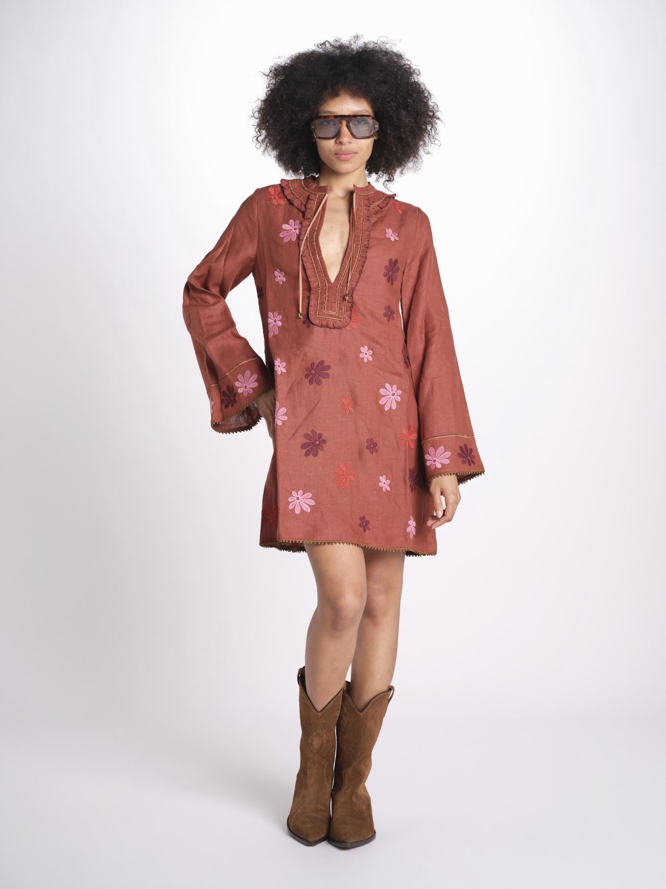 mini caftano con ricami fiori TESS LVSS2026114 TERRACOTTA lug von siga 