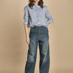 camicia a righe con colo guru. CHE0185 BLE5825W soeur 