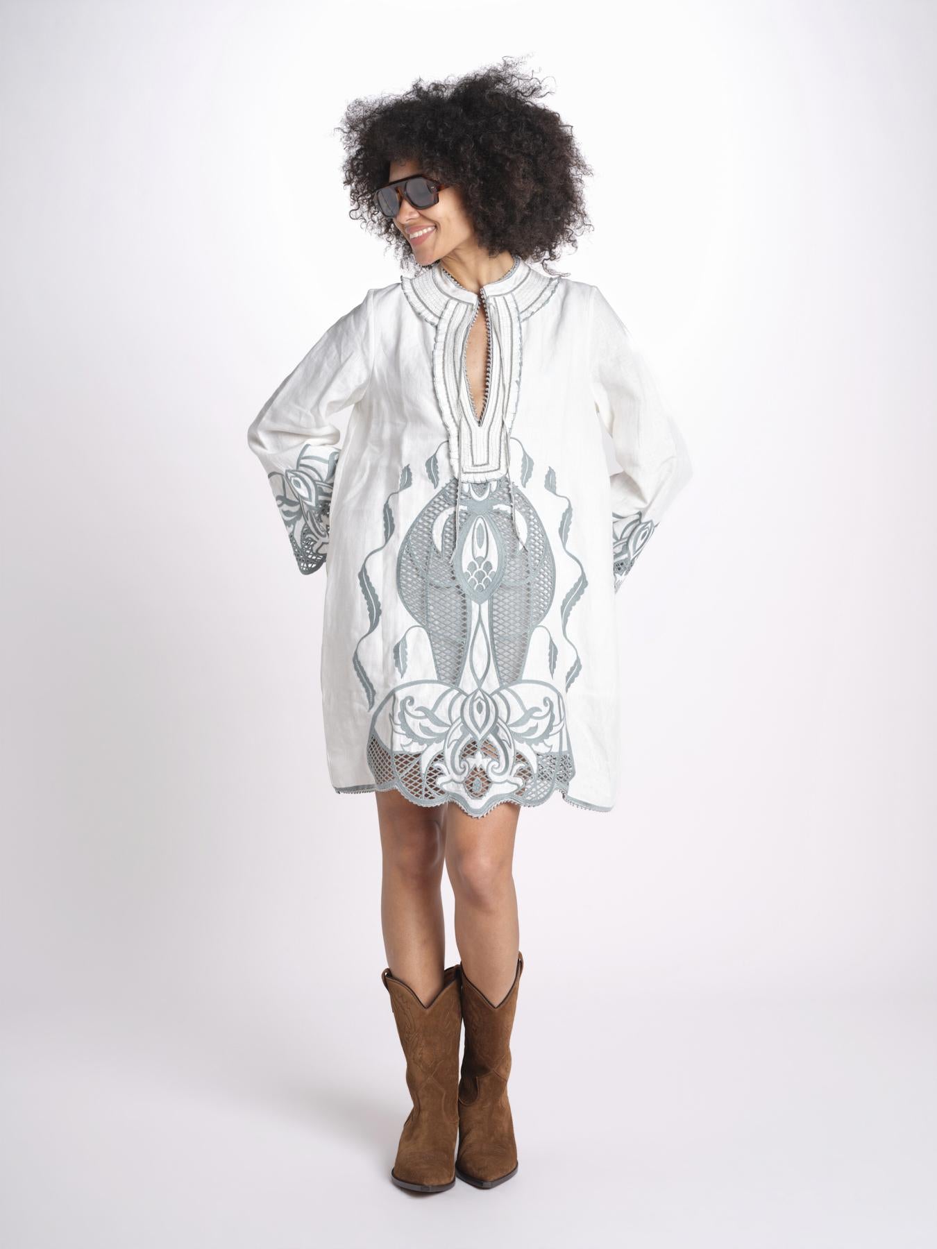 mini caftano con ricami fiori TESS LVSSS2026109 OFF WHITE lug von siga 