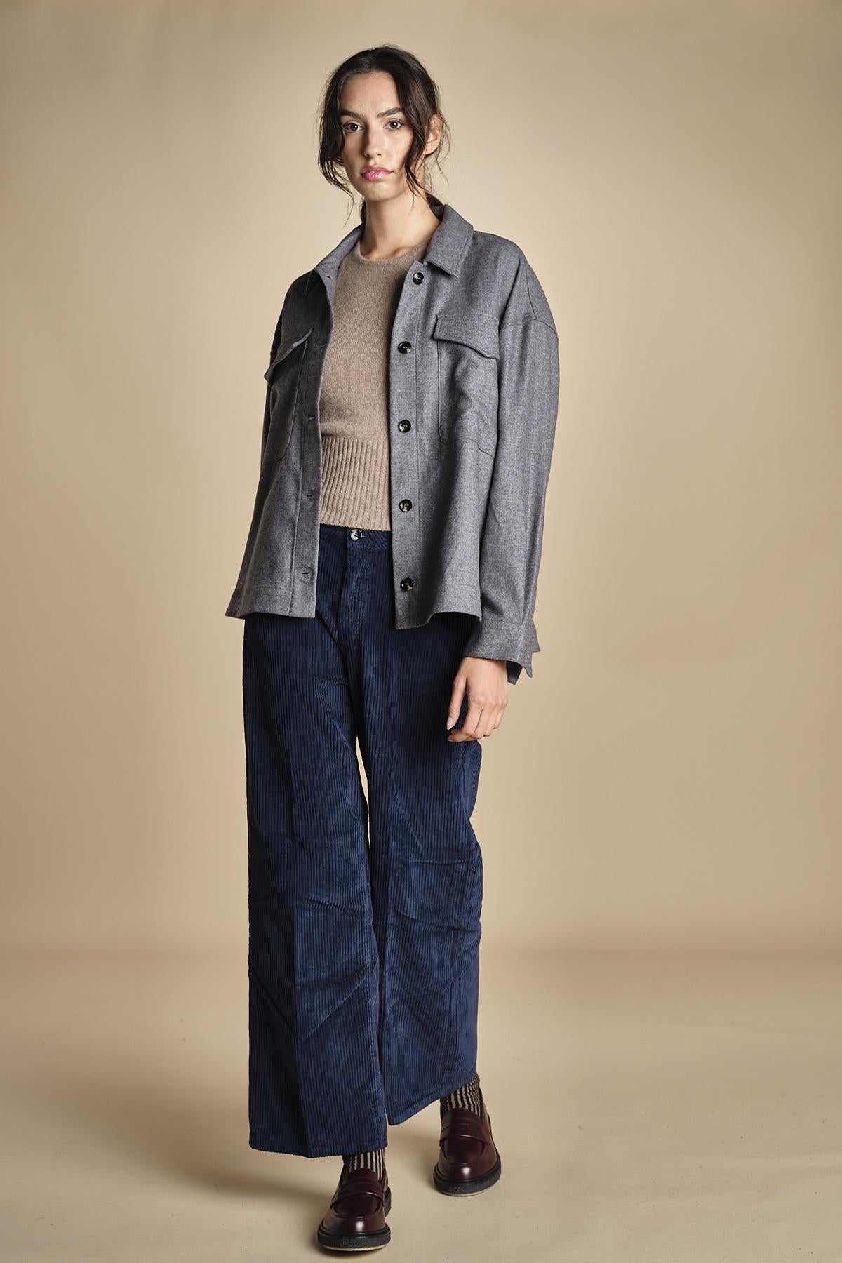 pantalone in veluto cropped ZELDA NAVYBLUE true avenue 