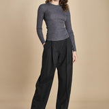 girocollo a costine manica luna in lana merino LAU30 E14038 GRIGIO SCURO milaura 