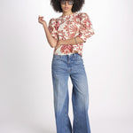 camicia manica sbuffo 344000 FLOWERFUL BEIGE 26040 farm rio 