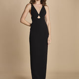 maxidress con spalline sottili incrociate MILLY BLACK solace 