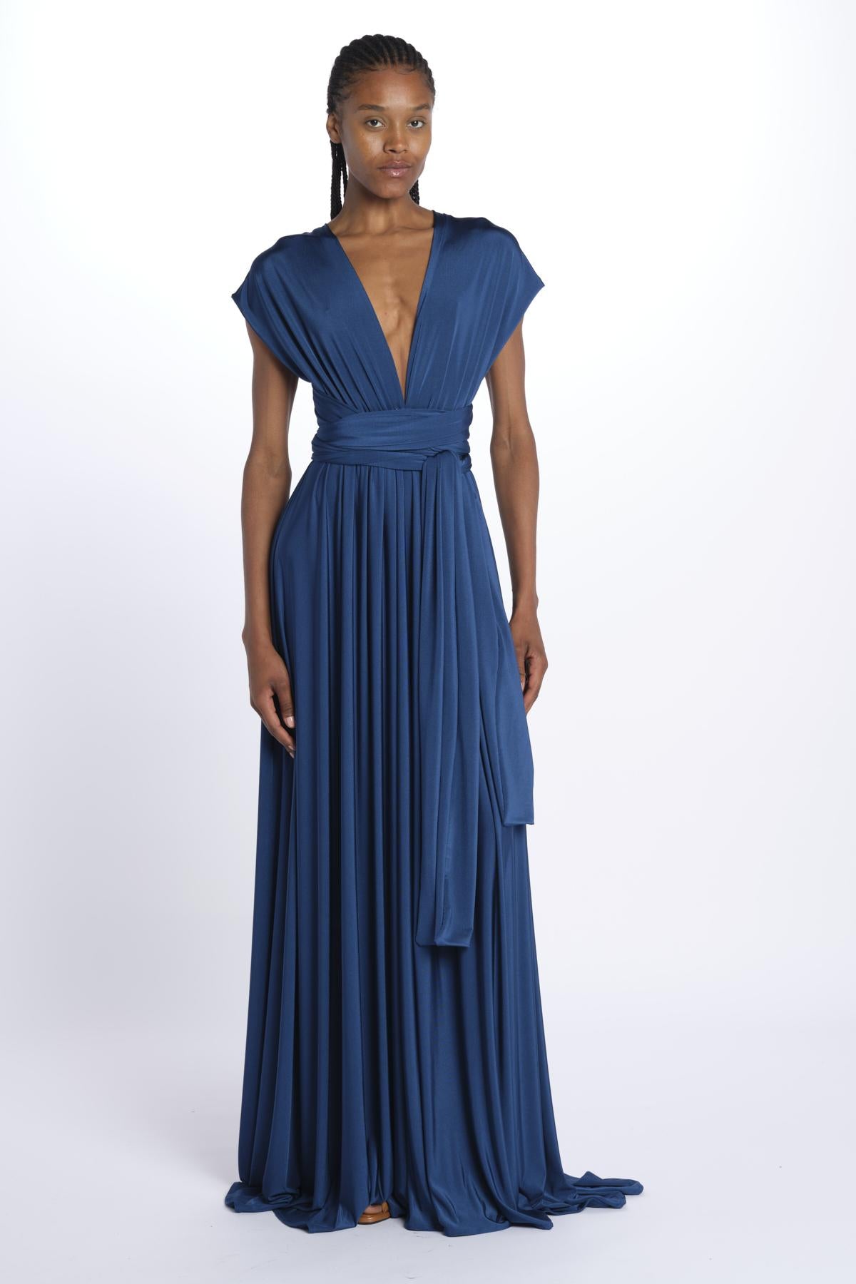ALLUIM DRESS abito lungo ALLIUM DARK PETROL nash 