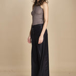 pantalone a vita bassa con elastico in lana e seta. ASTRID STR02 NAVY nine in the morning 