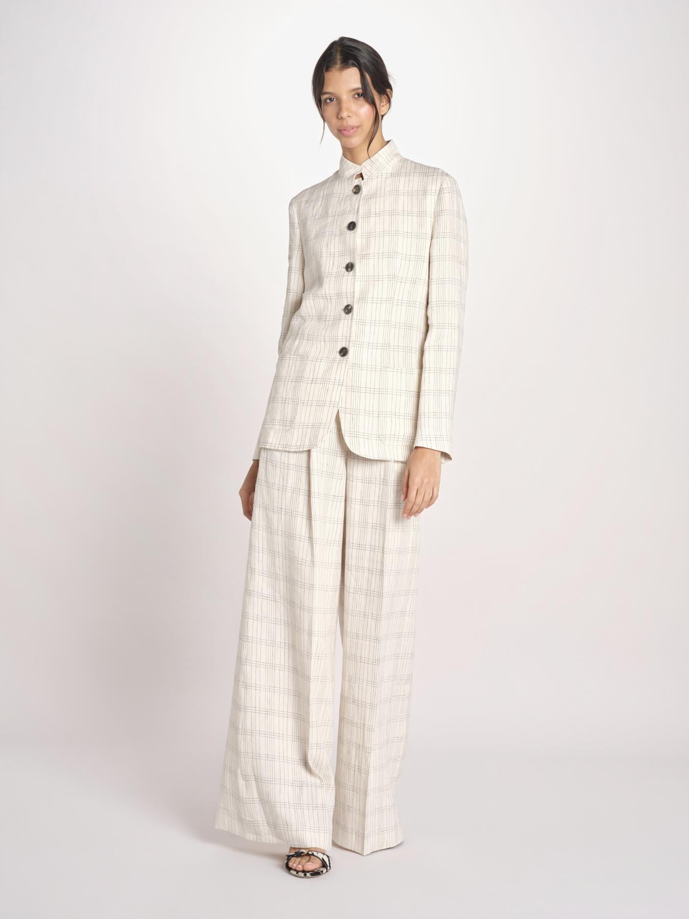 giacca guru lino a quadri BERYL33113 10047 7 quelledue 