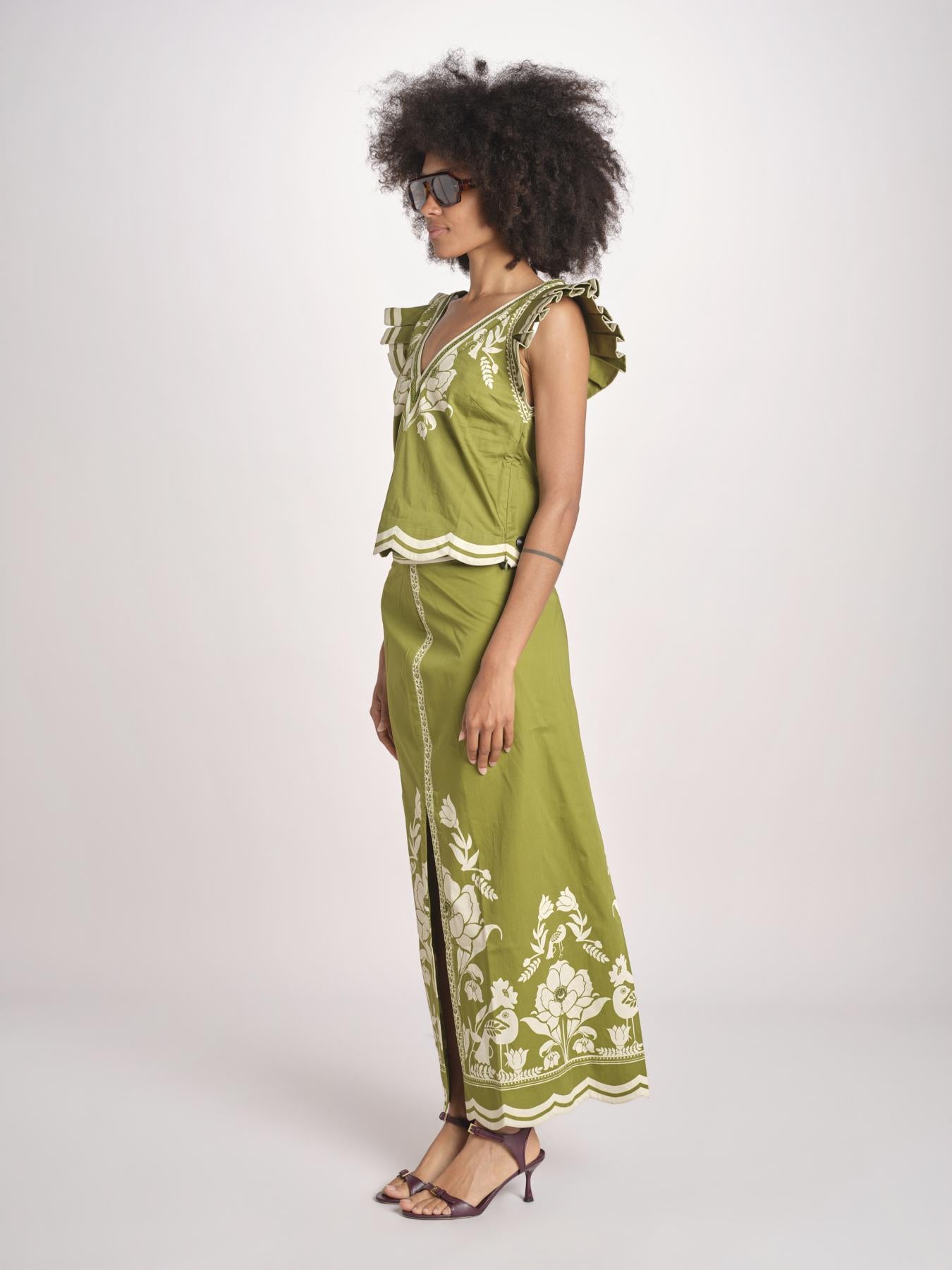 top con stampa a fiori VITTORE CALLA GREEN scarlett poppies 