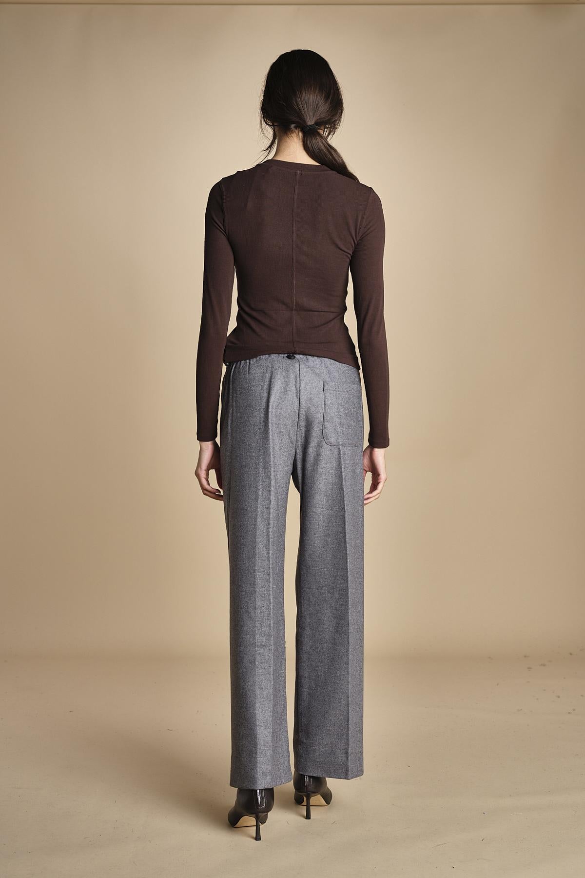 pantalone con elastico in punto milano PENSIL GREY true avenue 