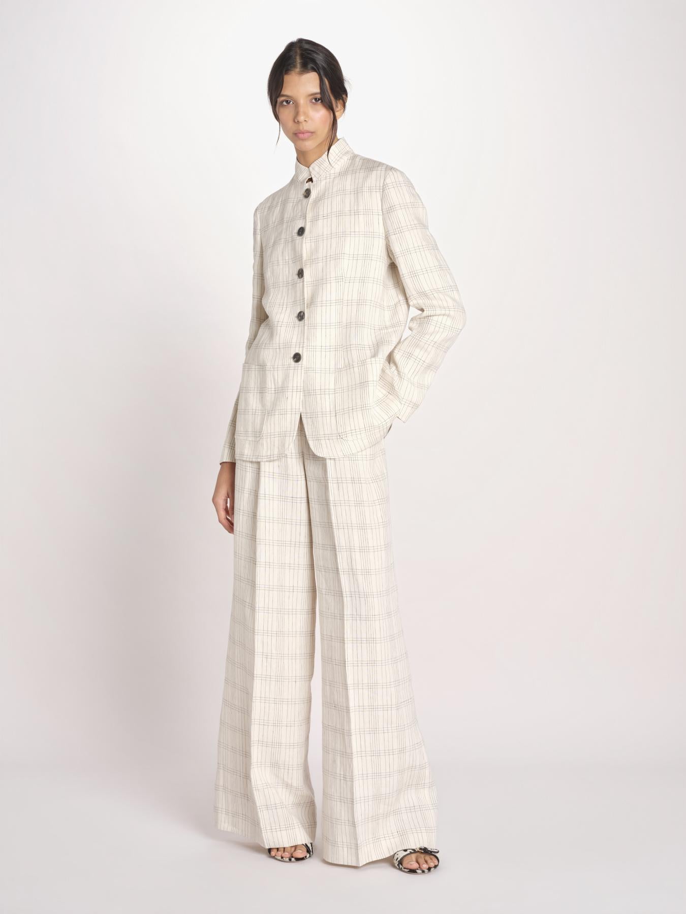 giacca guru lino a quadri BERYL33113 10047 7 quelledue 