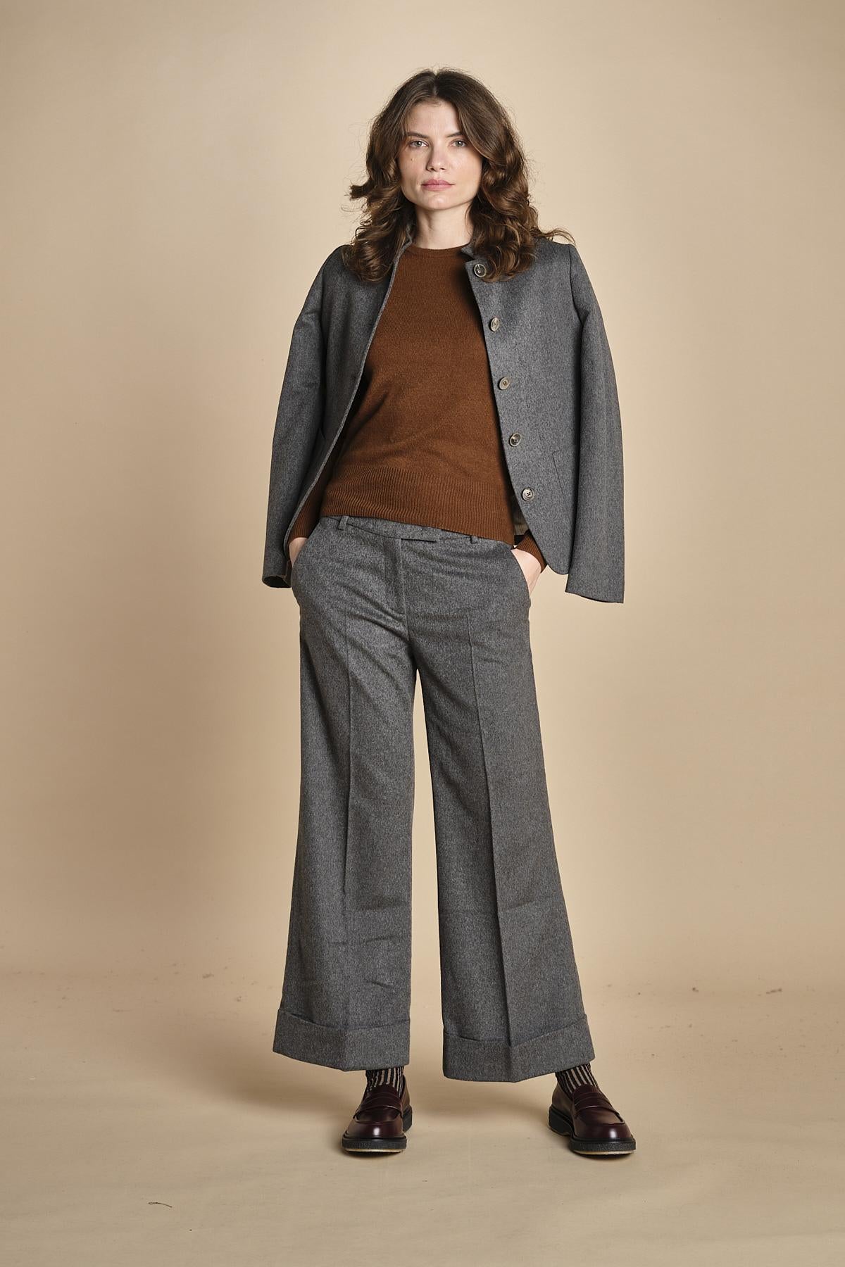 pantalone cropped con risvolto MELODIA 652923 50 quelledue 